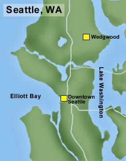 The Wedgwood neighborhood is in northeast Seattle. Map courtesy of HistoryLink.