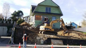 Big Green House front yard removed on Feb 16 before Feb 17 2015 demolition