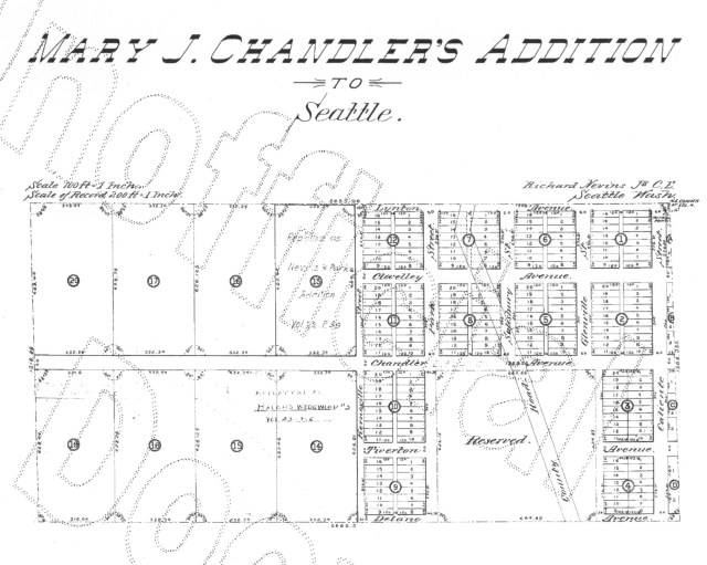 Mary J Chandler's plat map of 1890