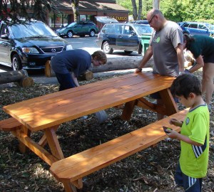 Park Picnic Work leveling the tables