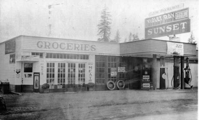 in the 1920's Shauer's grocery and gas station was on the present site of All That Dance on 35th Ave NE at NE 85th Street. Later the car repair garage became a cafe and beer parlor.