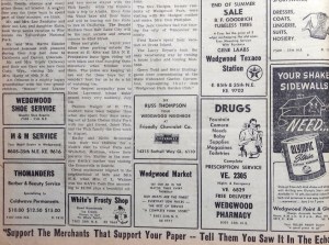 Wedgwood business ads.Echo newsletter of August 1955