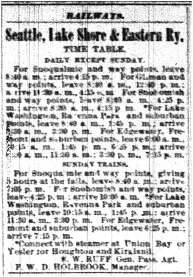 SLSE railroad schedule.July 20 1889