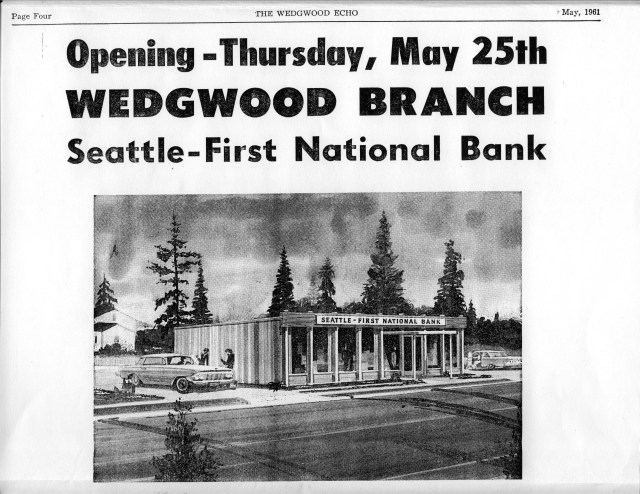 Seattle First National Bank in Wedgwood 1961