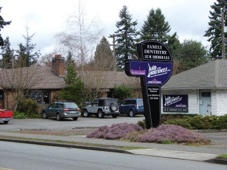 The Seattle Audubon building (at left) was Balch's original office. He had medical/dental offices built but when he needed more space, he took the nearest one and designated it as the real estate outlet, called Crawford & Conover. The original C&C sign is still used by the current businesses.