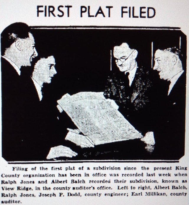 Balch and Jones first plat filed.Seattle Times 8 December 1935 page 27