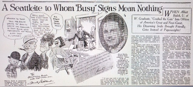 Balch Autograph Article.Seattle Daily Times 2 March 1930 page 70