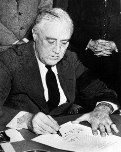 President Roosevelt signs declaration of war on December 8 1941