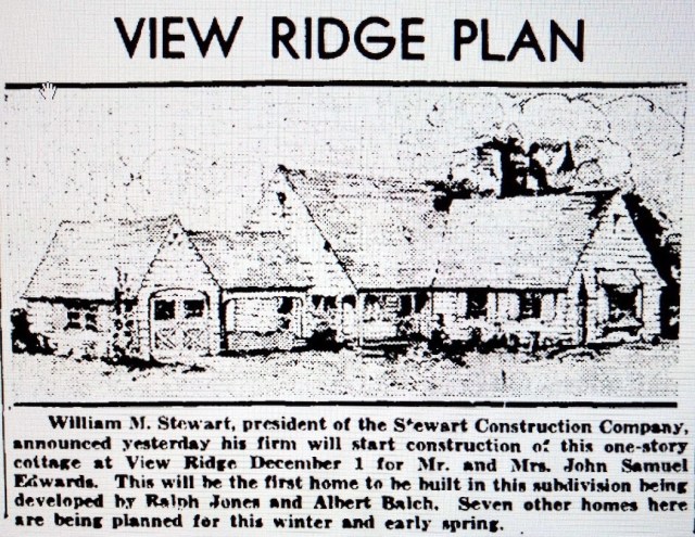 View Ridge first house.Seattle Times 3 November 1935 page 23