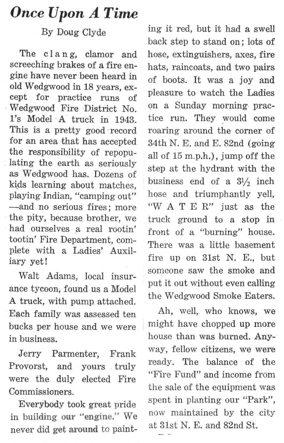 Doug Clyde April 1960 in the Wedgwood Echo