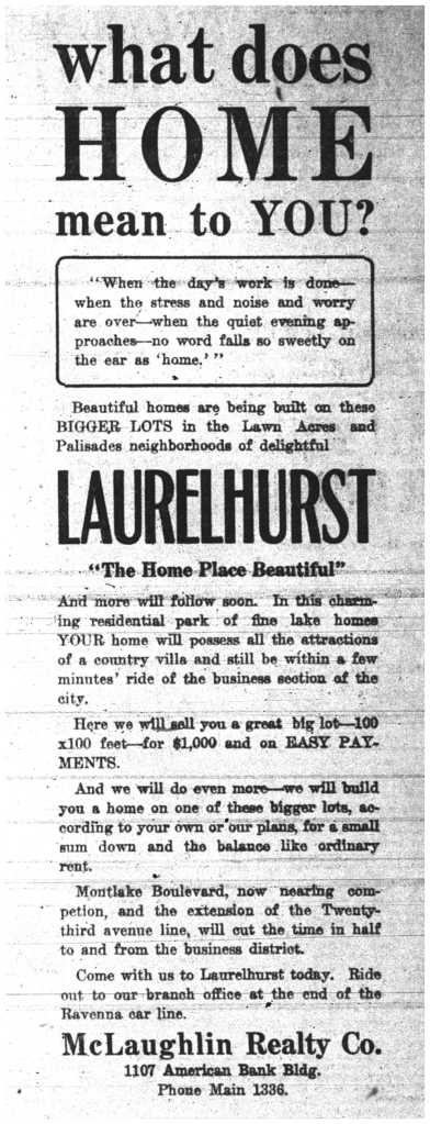 McLaughlin Realty ad in Seattle PI of May 2 1913