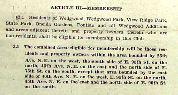 The November 1956 Wedgwood Echo Community Club newsletter printed proposed bylaws amendments, with the original 1953 wording in the first paragraph and changes to be made in the second paragraph.