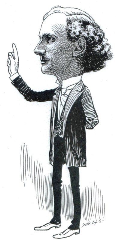 Rev. Mark Matthews as depicted in Argus Magazine cartoon of 1906.