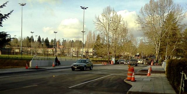 Northward view of the new bridge deck of 35th Ave NE in Meadowbrook, just minutes after the road opened on Friday, January 16, 2015