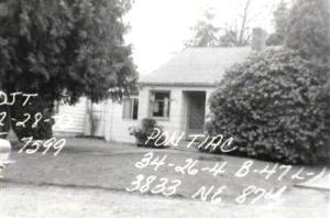 Property photo taken in 1972 for the tax assessors office.  The writing on the photo is the plat name of Pontiac, with block number and address.