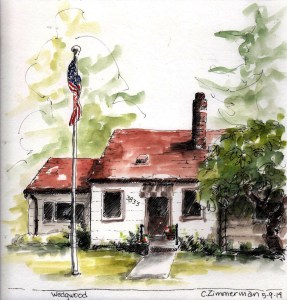 House sketch by Seattle Urban Sketcher Carleen Ormbrek Zimmerman.