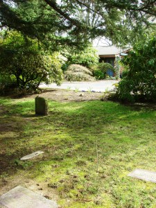 The Lough and Mock grave markers (foreground) are just steps from the office of Mt. Pleasant Cemetery on Queen Anne Hill, Seattle.