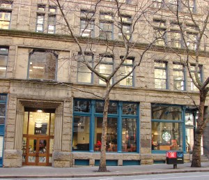 In 1898 B.F. Day and another resident of Fremont, Charles Remsberg, shared a real estate office in this downtown Seattle building at the corner of Second and Cherry Streets.