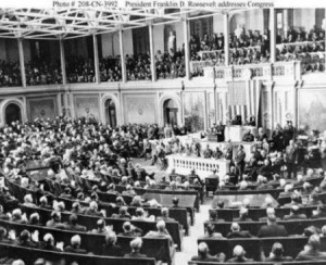 President Franklin D. Roosevelt addressed Congress on December 8, 1941.