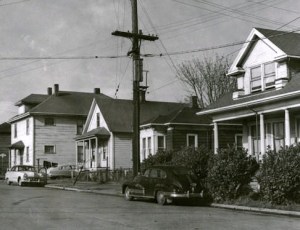 Houses which were on John Street at the present Seattle Center site.