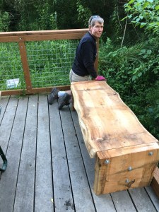 Bill Bender with cedar bench
