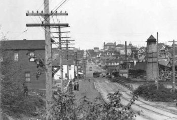 In this early 1900s photo looking north on Fremont Avenue, we see a streetcar at center at what would become North 34th Street. On the horizon is B.F. Day School.